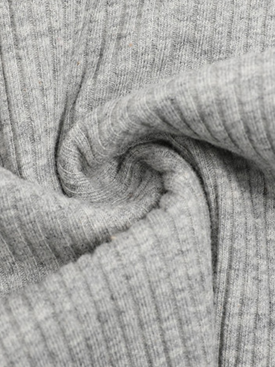 V-Neck Criss Cross Knit Sweater Khaki & Gray Ribbed Knit Blend