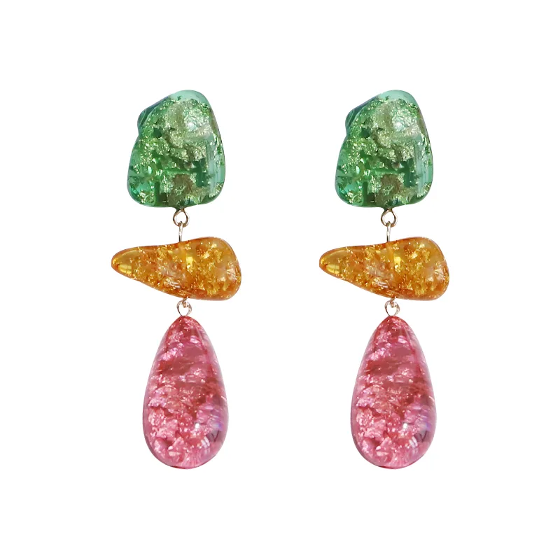 Vibrant Resin Triple-Drop Earrings